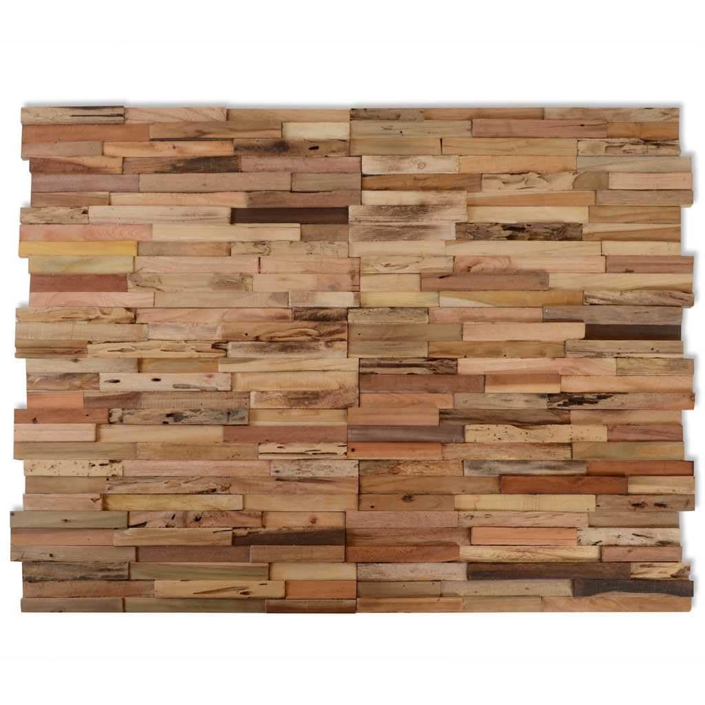 Wall Cladding Panels - 10 pcs -1.03 m², Easy Install, Brown, Recycled Teak Wood, Industrial Look, Rustic Charm