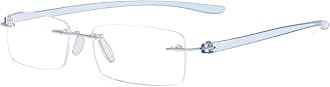 Eyekepper Small Lenes Rimless Reading Glasses Women - Frameless Reader Eyeglasses for Men Reading with Blue Arms +0.50