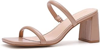 Avidirk Women's Square Open Toe Heeled Sandals Two Strap Mules Slip On Block Chunky Mid Heels Sandals