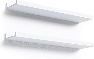 23.6 Inches Long Floating Shelves, 2 Set Modern White Wall Shelf for Bedroom, Nursery Book Shelf with Lip, Picture Ledge Shelf for Living Room, Bathroom, Kitchen