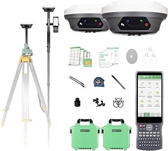 - E1 Lite GNSS RTK Surveying Equipment, RTK GNSS GPS with IMU Rover & Base, GPS RTK Handheld Collector with Software, 1cm Accuracy, 1408 Channels, 60° Tilt Survey, 10-15km UHF Range
