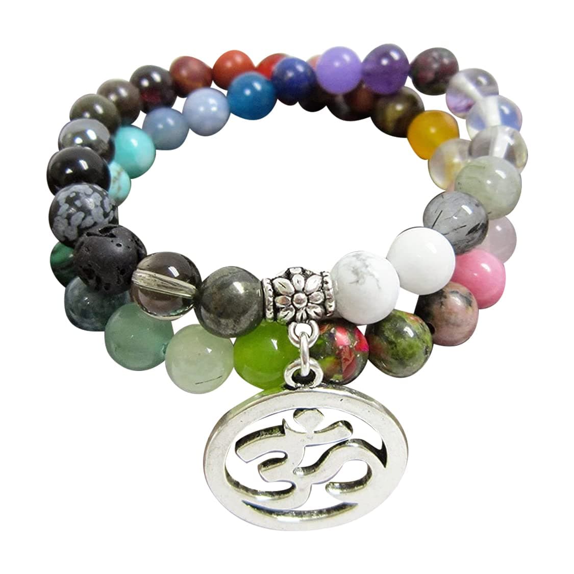 Multi-Gemstone Wrap Bracelet 45 Bead Agesta Healing Code Mala Wrap MulitGemstone Charm Bracelet Gemstone Chakra Mala Healing Yoga Meditation Choose your charm.