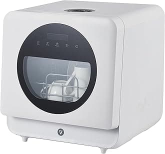 GarveeHome Portable Countertop Dishwashers, Compact Dishwashers, Tabletop Small Dishwasher with 5 L Built-In Water Tank, 6 Washing Programs, Air-Dry Function and LED Light for Apartments& RVs