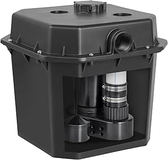 Utility Sink Pump, 1/3 HP, 120-Volt, 2900 GPH Flow, 25 ft Head, Under-Sink Sump Pump System with 6 Gallon Basin, for Automatic Utility/Laundry, Drain Pump with 1-1/2" NPT Outlet, Black
