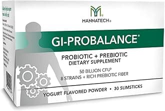 Prebiotics and Probiotics, 30 Slimsticks, Yogurt Flavor, GI-ProBalance w/MannaBiotic Blend, Pre and Probiotics Powder for Gut Health, w/ 8 Strains, Rich Prebiotic Fiber & 50 Billion CFU