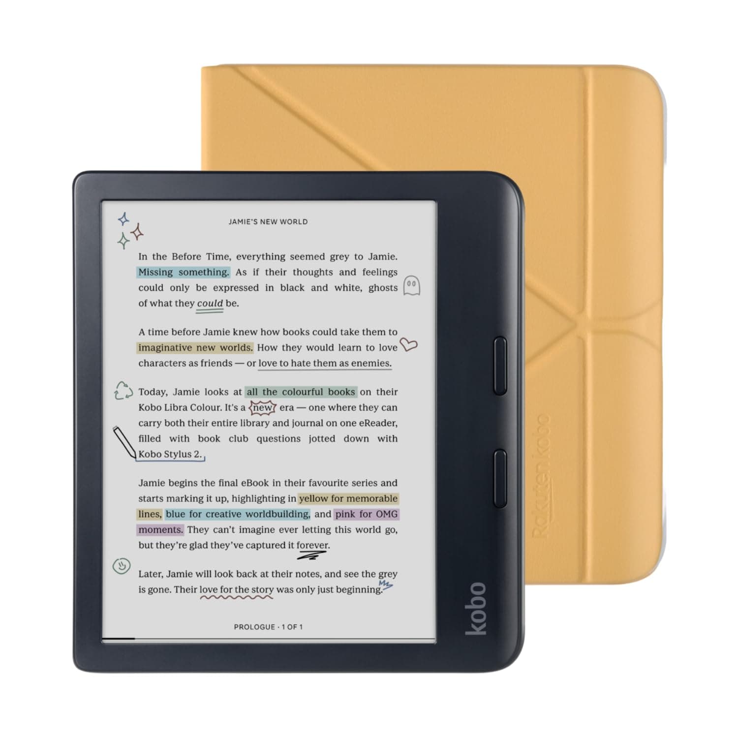 Libra Colour Black eReader with Case Bundle