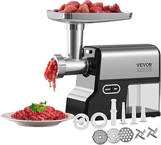 VEVOR Meat Grinder, 4.2 Lbs/Min Capacity Electric Meat Grinders with Blade, Grinding Plate, Sausage Maker, Kubbe Kit, Stainless Steel Meat Mincer for Home Kitchen