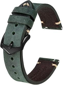 BISONSTRAP Men's Watch Bands, Hand-Stitched Leather Watch Straps, Quick Release, 18mm 19mm 20mm 21mm 22mm