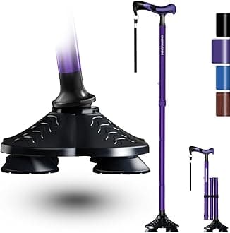 Walking Cane for Men & Women, Foldable, Adjustable, Free Standing Cane, Lightweight, Collapsible Cane with Travel Bag, Walking Stick for Seniors & Adults