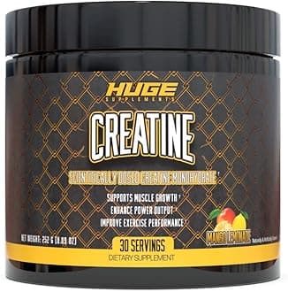 Huge Supplements Creatine Monohydrate Powder, 5000mg of Pure Creatine, Clinically Dosed to Boost Performance, Increase Muscle Strength and Size, 30 Servings (Mango Lemonade)