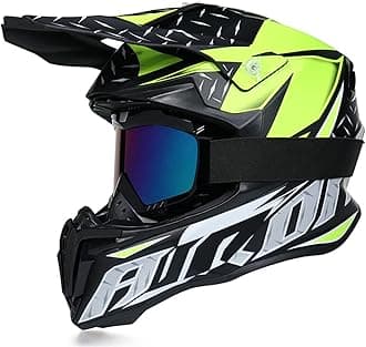 Motocross Helmet with Goggles Dual Sport Motorcycle Full Face Off Road Helmet DOT/ECE Approved MX MTB BMX ATV Off-Road Street Dirt Bike Downhill Enduro Helmet for Adult Men Women Matte Gray,M