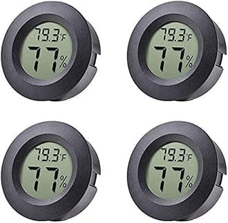 Veanic 4-pack Mini Hygrometer Thermometer Fahrenheit or Celsius Meter Digital LCD Monitor Indoor Room Round Humidity Temperature Gauge for Humidors Home Humidifiers Car Greenhouse Babyroom
