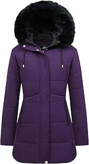 Women's Winter Puffer Coat Thicken Fleece Lined Down Jacket Waterproof Faux Fur Detachable Hooded Parka