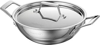 Tramontina Utsava 1.8 QUART Tri-Ply Clad Stainless Steel Kadai with Lid