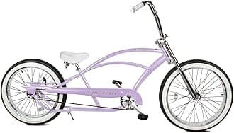 MICARGI Bronco 3.0 Mens Cruiser Bicycles 26/29 inch Long Beach Cruiser Bike with Coaster Brakes Front/Rear White Wall Tires/Black Ties