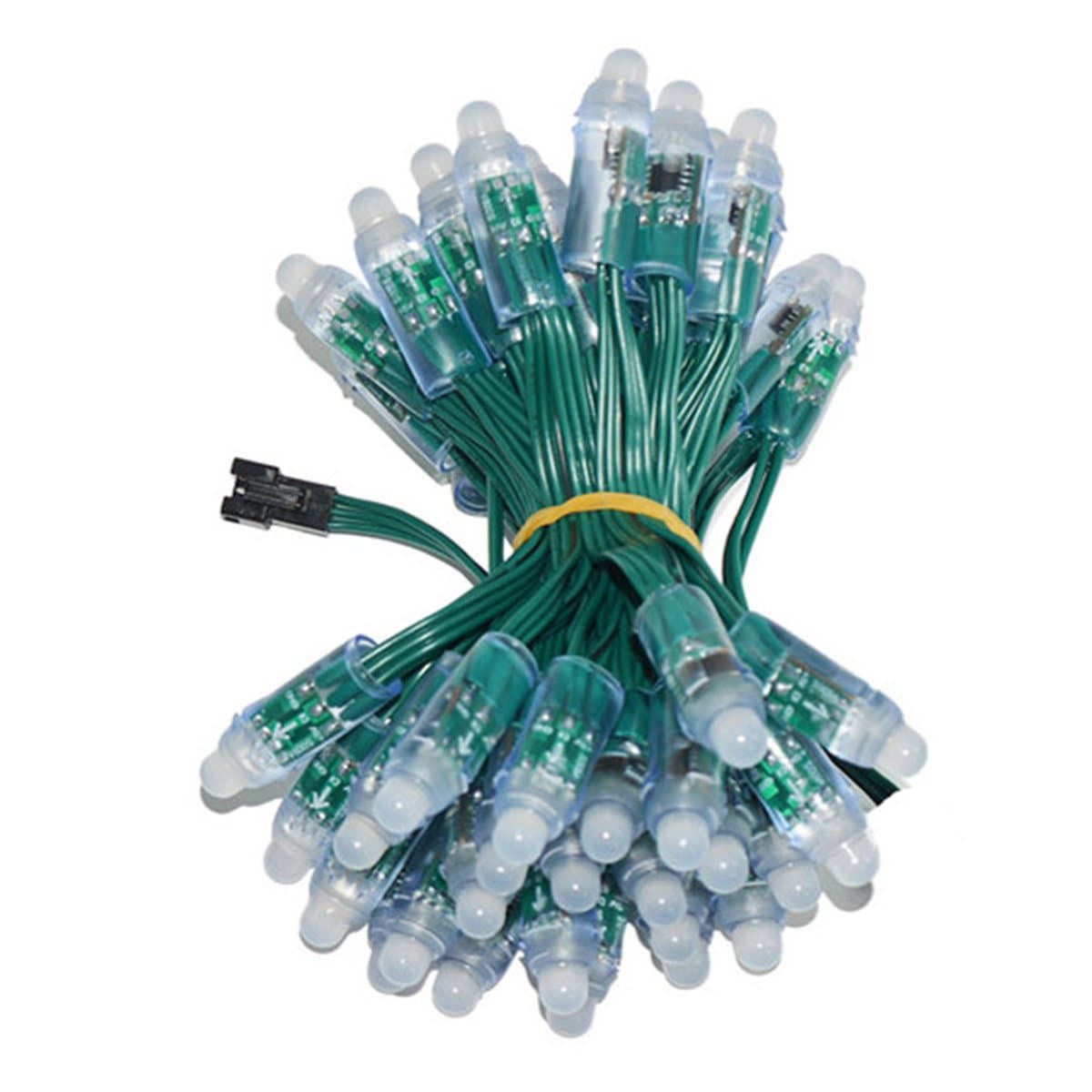 WS2811 Diffused Digital RGB LED Pixel Lights Green Wire Individually Addressable Round DIY LED Pixels Module IP68 Waterproof DC12V 50pcs/Set