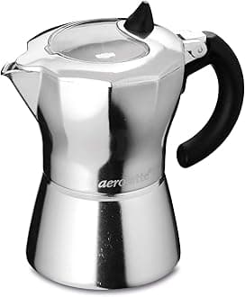 aerolatte MokaVista / Stovetop Espresso Maker, Silver, 9-Cup / 495 ml