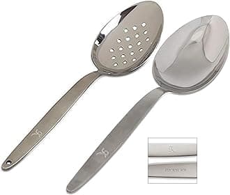 Gray Kunz Spoon Set | 18/10 Stainless Steel Plating | 9 Inch Basting & Serving Spoon | Pack of 2