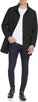 Kenneth Cole Men’s Wool Blend Quilted Lined Double Breasted Overcoat