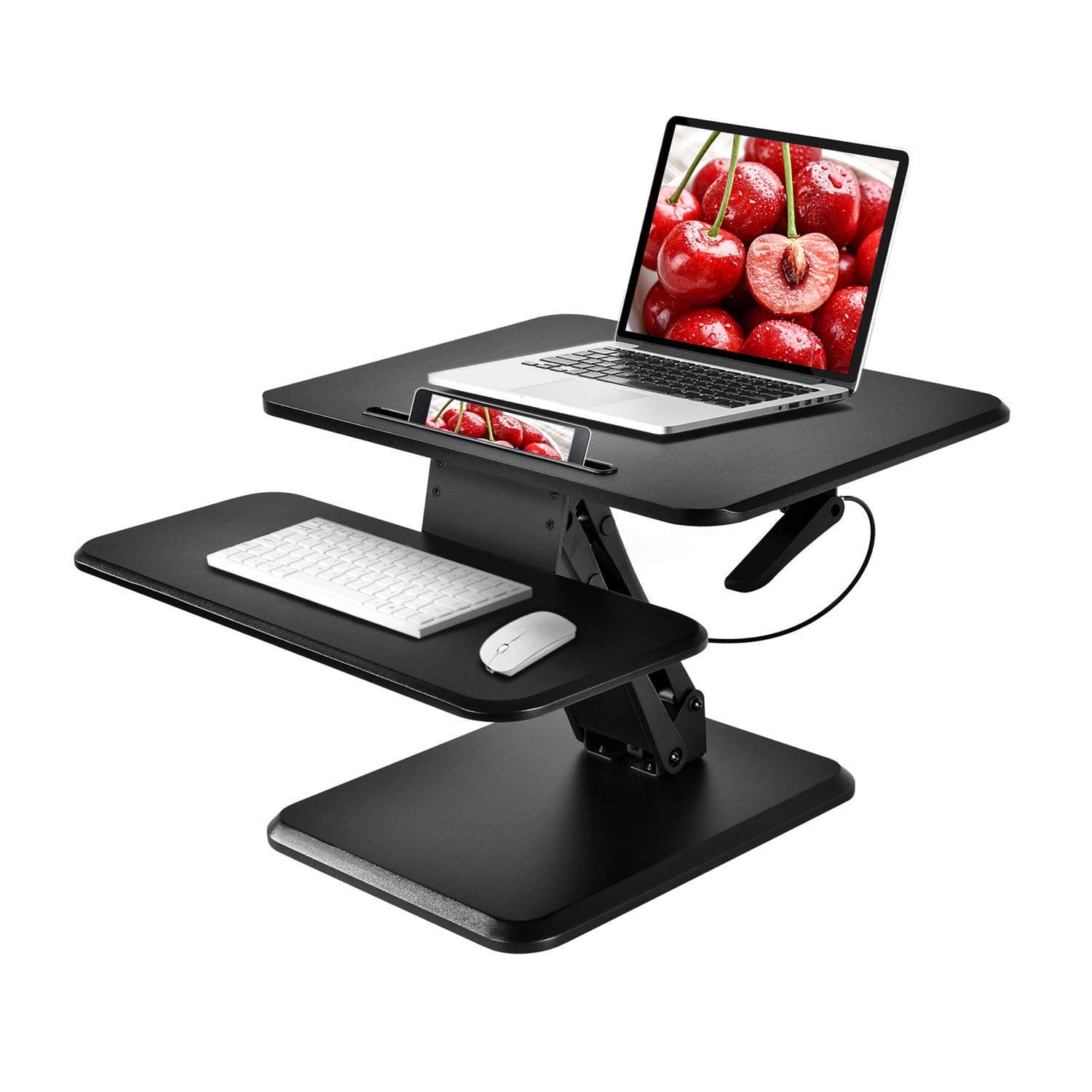 Height Adjustable Sit Computer Standing Desk Riser Workstation w/Large Working Area, 36" x 22", Silver