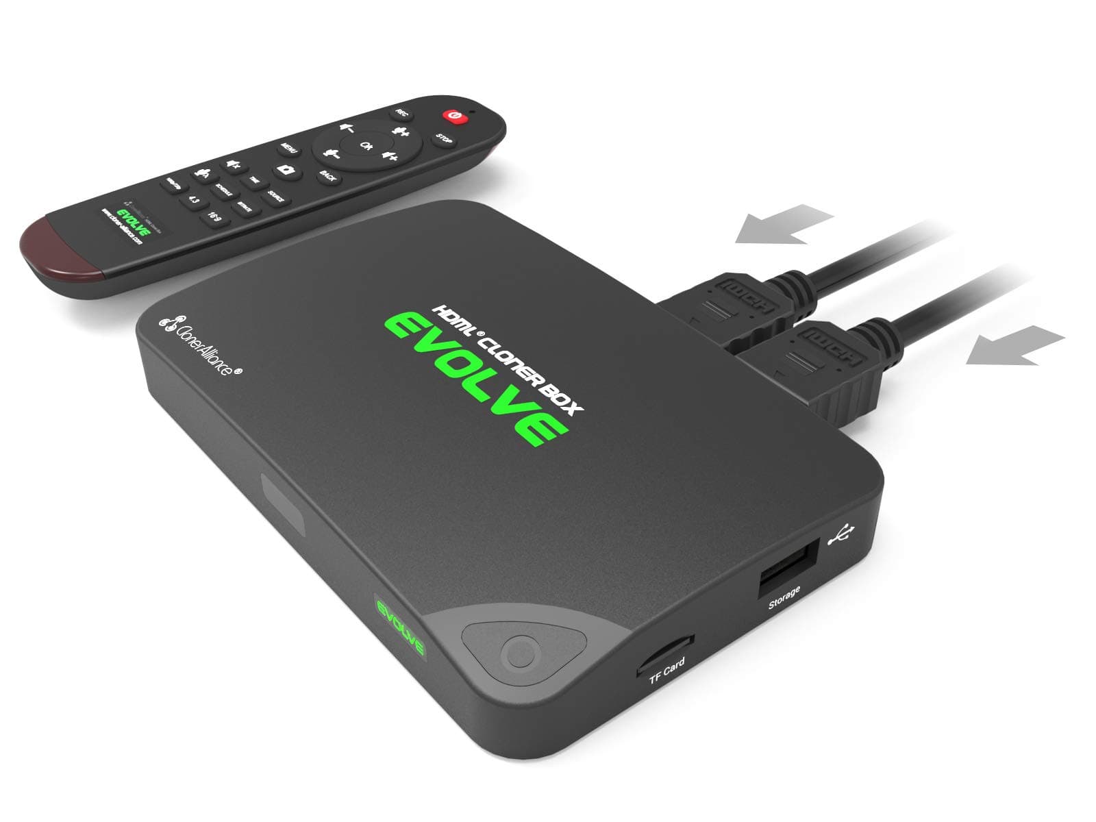Box Evolve, 2 HDMI inputs and 4K Video Input Supported, Capture HDMI Videos and Games to USB Flash Drive/TF MicroSD Card Without PC, Schedule capturing, Remote Control, CEC Supported.