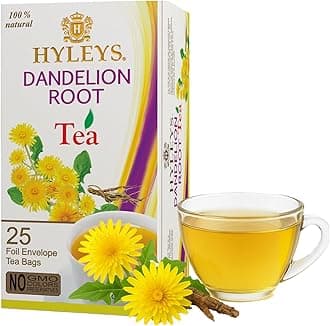Hyleys Dandelion Root & Green Tea with Milk Thistle and Licorice Root - Herbal Detox Blend - 25 Tea Bags