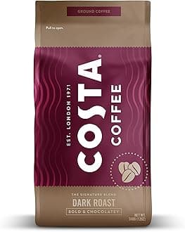 Costa Coffee Ground Dark Roast Coffee, Bold & Chocolatey 12 Oz Bag, Perfect for Drip, French Press & Pourover, The Finest Slow Roasted 100% Arabica Beans