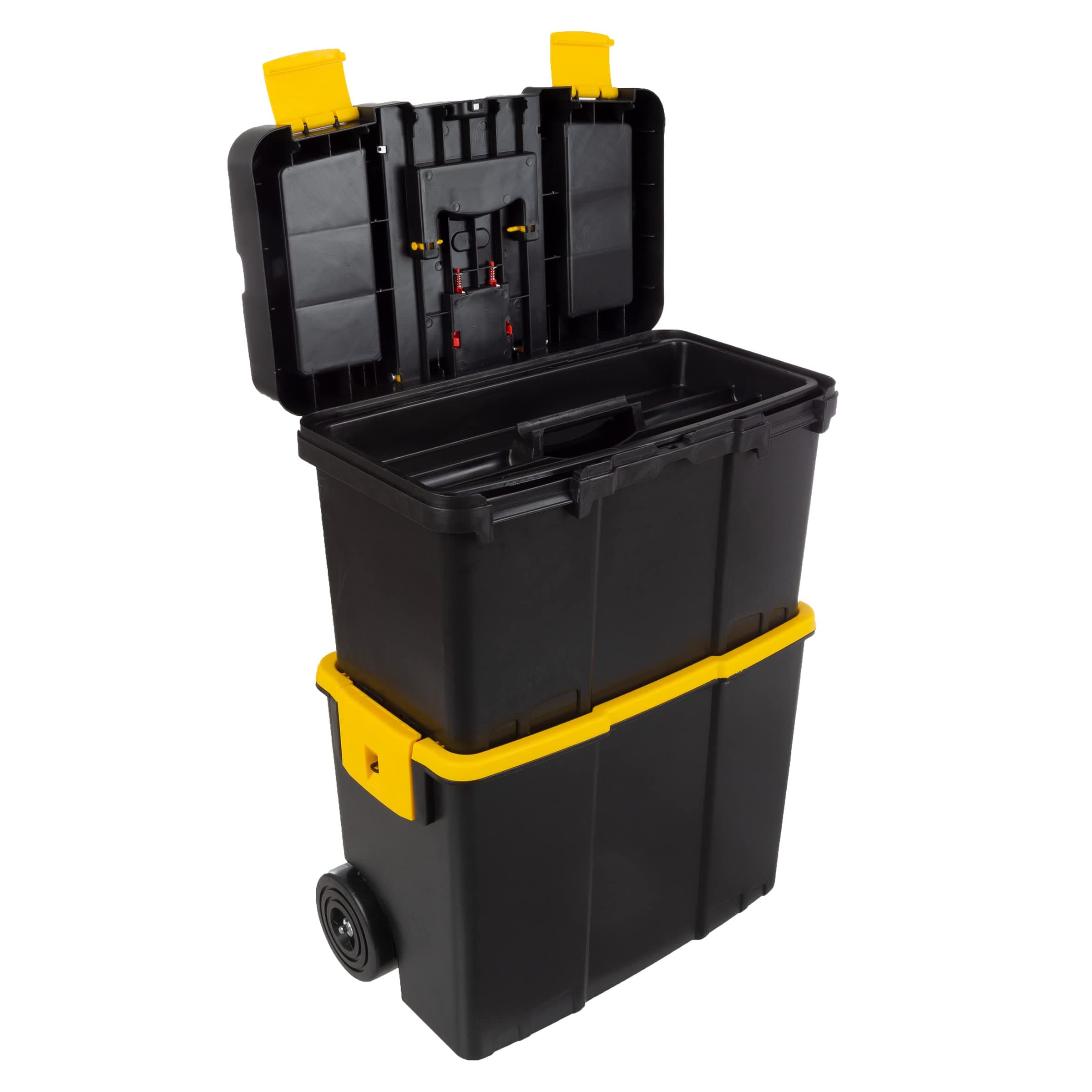 Stalwart Stackable Mobile Tool Box with Wheels, Black, Yellow, Clear,75-3042