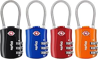 Diyife TSA Luggage Locks, [Newest Version][4 Packs] 3-Digit Security Padlock, Combination Padlocks, Code Lock for Travel Suitcases Luggage Bag Case etc.(Black&Blue&Red&Orange)