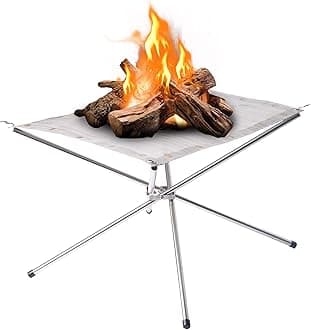 Kikerike Portable Outdoor Fire Pit 22 Inch - New Upgraded Camping Fire Pit Collapsible Foldable Mesh Fire Pits Fireplace for Camping, Campfire, Patio, Backyard and Garden - Carrying Bag Included.