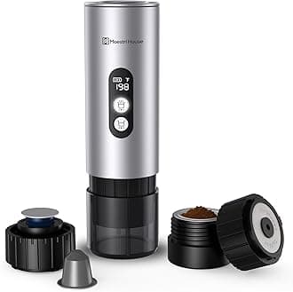 Maestri House Portable Electric Espresso Machine with 2-3 Min Self-Heating, 150W Travel Espresso Coffee Maker with Small Tea Cup Also Holder for NS Capsule & Ground Coffee for Car Camping, RV, Hiking
