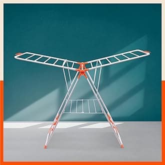 Foldable Cloth Drying Stand - Neo | 26 Drying Rails | Weather Resistant Alloy Steel Laundry Rack | Lightweight Clothes Dryer Stand for Home & Balcony | 2 Year Warranty (Bright Orange)