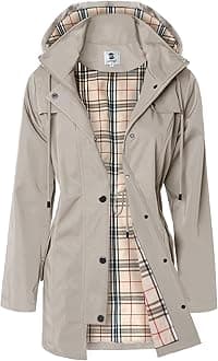 SaphiRose Lange Regenjacke für Damen, Outdoor-Regenmantel, Windbreaker, mit Kapuze