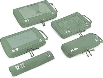 ECOHUB 5 Set Compression Packing Cubes for Suitcases Organiser Bags Travel Accessories with Shoes Bag Tear-resistant Travel Cubes with ID Tag Expandable Packing Bags(Green)