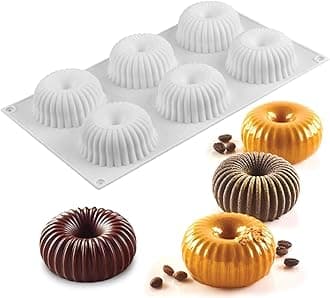 OCPO KitchenMini Silicone Mold for Baking Mousse & Cake, French Dessert Mold for Pastry Donuts Chocolate Brownie Jello (6-Cavity)