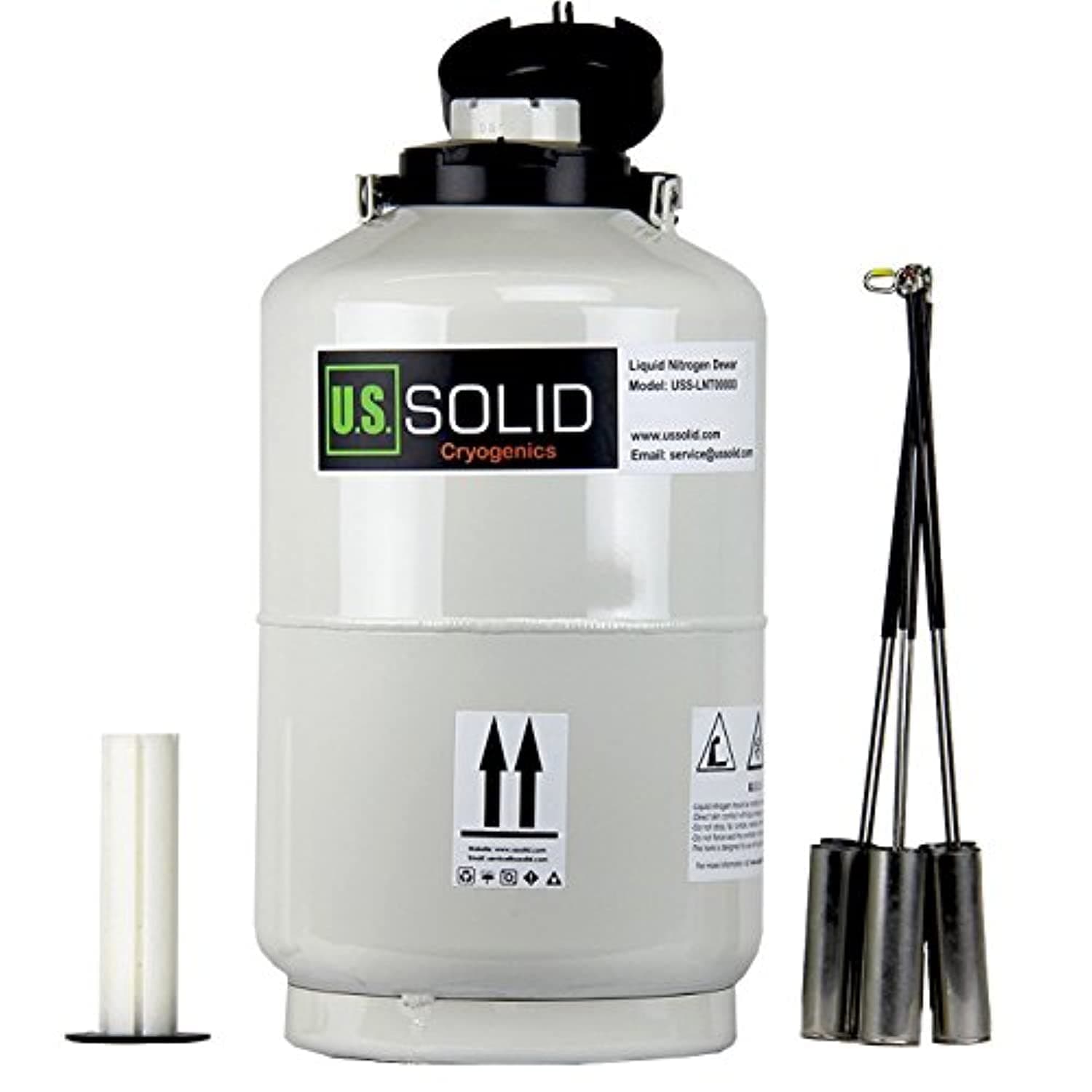 U.S. Solid 10L Cryogenic Container Liquid Nitrogen LN2 Tank Dewar with Straps 6 Canisters