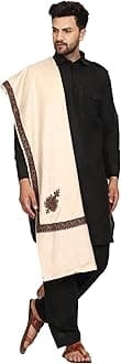 SWI WITH LABEL Men's Kashmiri Embroidered Wool Shawl
