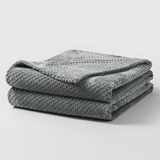 Bear & Panda Waffle Flannel Fleece Mink Throw - Sofa/Bedspread/travel Blankets – Honeycomb Super Soft, light-weighted, Warm, Cosy Large Size Single, Double, King - Cloudy Grey Double (152 x 203cm)