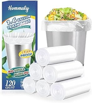 1.6 Gallon 120 pcs (Fit 1.3-1.6 Gal)Small Clear Trash Bags, Strong 1.3 Gallon1.5 Gallon 1.6 gallons Garbage Bags, Bathroom Trash Can Bin Liners, Mini Bags for Office, Waste Basket Liner,Fit 5-6 Liters