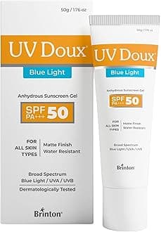 UV Doux Blue Light Tinted Sunscreen Gel SPF 50 PA+++ | India’s No.1 Dermatologist Recommended Brand | UVA/UVB & Blue Light Protection, Benzene Free| Matte Finish | Oily & Acne-Prone Skin | 50 g