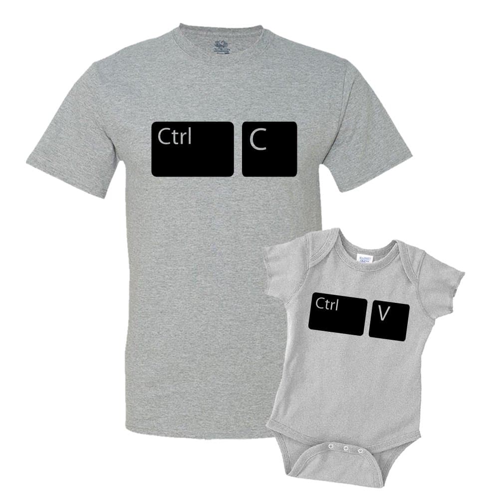 Control Copy & Control Paste Ctrl C & Ctrl V Dad and Me Matching Set T-Shirt Bodysuit Clothing Athletic Heather