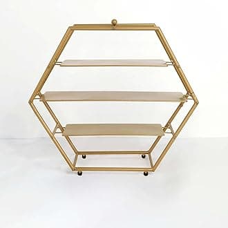 Efavormart 21" Tall Gold Metal Tiered Cupcake Stand, 3 Tier Hexagonal Cupcake Holder Dessert Display Stand