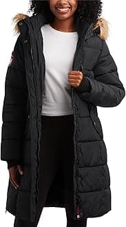 Womens Long Puffer Coat - Heavyweight Wind Water Resistant Faux Fur Hood Parka Winter Jackets for Women