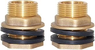 Joywayus 2pcs 1/2" Female 3/4" Male Soild Brass Water Tank Connector Bulkhead Tank Fitting With 2 Rubber Ring Stablizing