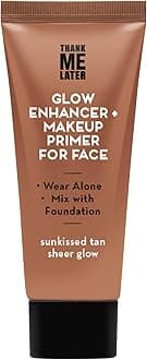 Elizabeth Mott Thank Me Later Glow Enhancer - Hydrating Face Primer & Highlighter for Radiant Skin, Vegan & Cruelty-Free, No Sulfates, Parabens, or Phthalates - Tan Sheer Glow Shade - 30g