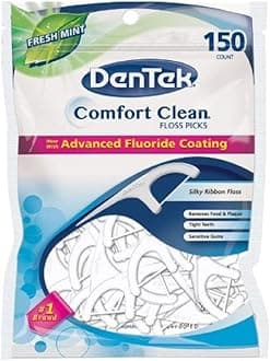 Dentek Floss Picks Comfort Clean Sensitive Gums Floss Picks, Soft & Silky Ribbon, 150 ct (Pack of 10)