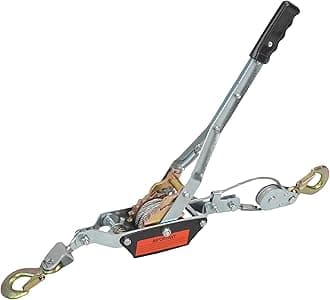 GESEXI 4 Ton Dual Gear Power Puller, 2 Hook Steel Cable Dual Gear Power Ratchet Come Along Puller Tool with Cable Automotive Hoist Hand Winch Cable Puller Stretcher Lift 8,800 Lbs