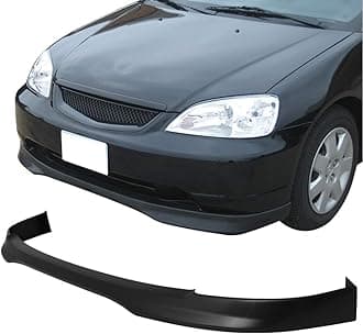 FREEMOTOR802 Front Bumper Lip Splitter Fits 2001-2003 Honda Civic Coupe Sedan, Type-R Style Unpainted Black PP Air Dam Chin Spoiler Underbody Front Lip Spoiler Lower Guard Protector Styling Trim