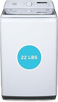 BLACK+DECKER 4.1 Cu. Ft. Top Loading Washing Machine with Agitator, Full Size Washing Machine with Glass Lid and Stainless Steel Tub, Machine with LED Display, 10 Wash Cycles, 120V, BTLW41MW, White