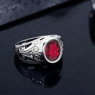 Gem Stone King Oval Gemstone Birthstone Ring for Men | 925 Sterling Silver | Oval 12X10MM | Available in Size 7, 8, 9, 10, 11, 12, 13